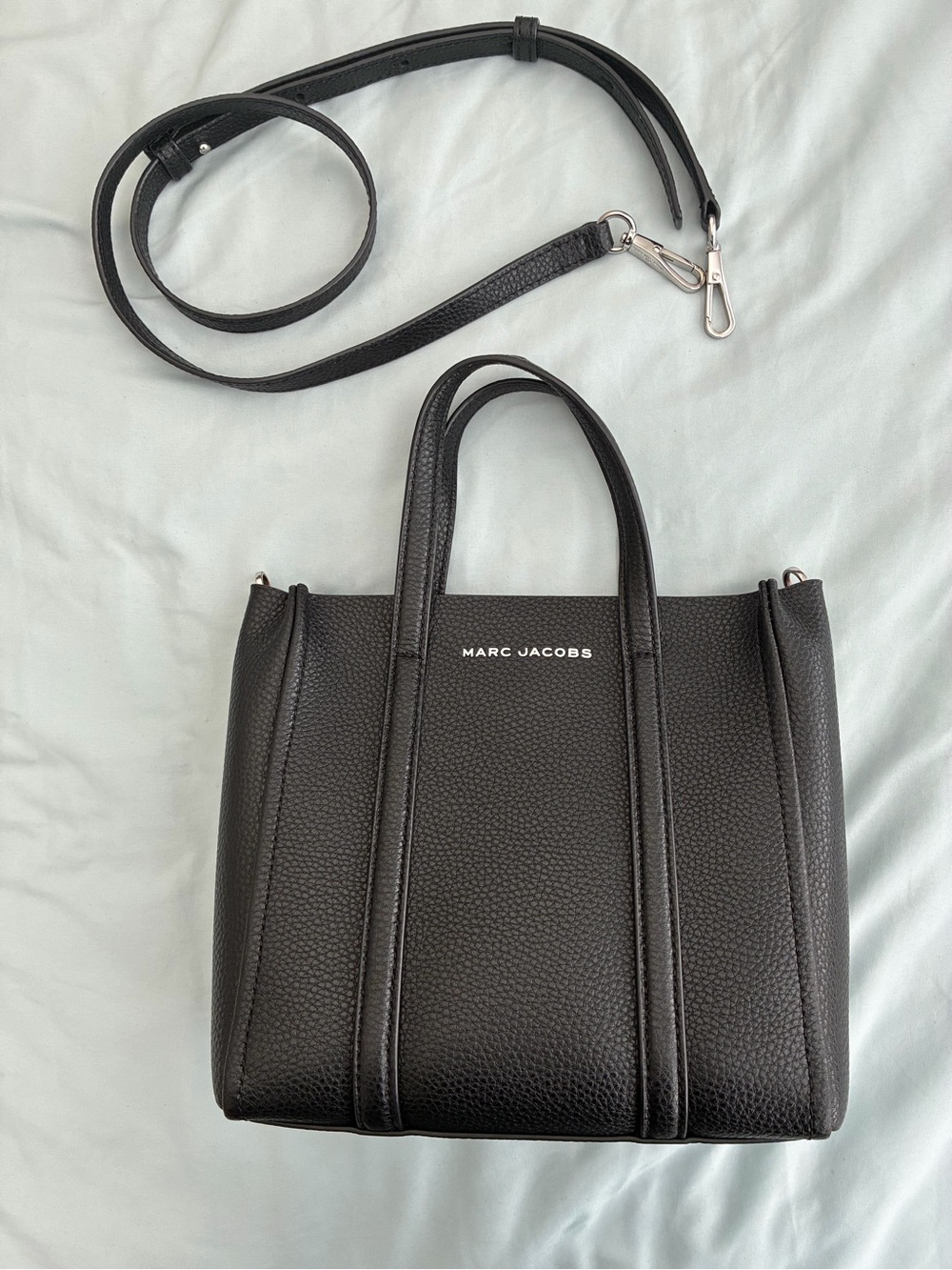 Marc Jacobs Black Pebbled Leather Satchel with Removable Strap